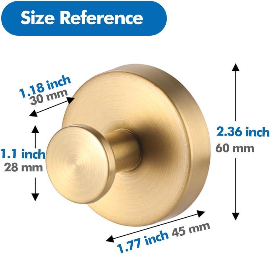 Skiennix Suction Cup Hooks - No-Drill Shower & Wreath Hangers | 2 Pack, Gold Finish for Versatile Use