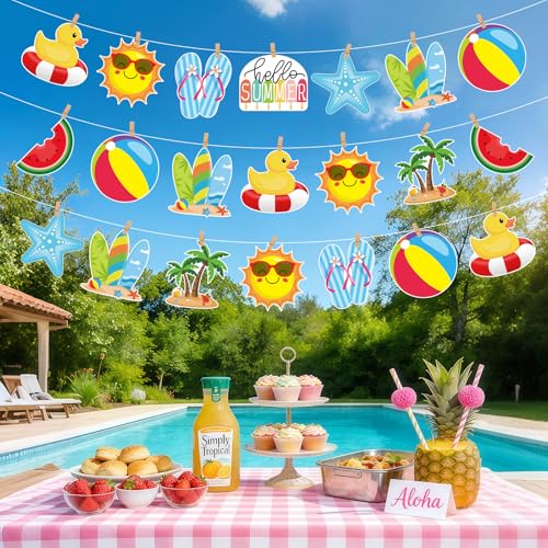 54 Pcs Summer Beach Paper Cutouts for Bulletin Board Decorations