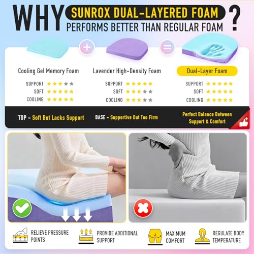 Cooling Gel Memory Foam Chair Cushions, U-Shaped Non-Slip Seat Pads, Set of 4