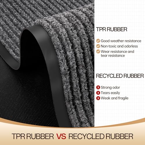 3'x5' Heavy Duty Front Door Mat, Non-Slip Waterproof Entrance Rug for Entryway