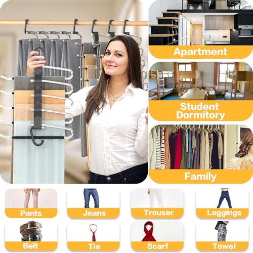 Space Saving Pants Hangers 2-Pack Stainless Steel Anti-Slip Closet Organizer