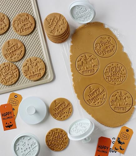 Halloween Cookie Stamp Press 4PCS Set for DIY Halloween Baking - Biscuit Cutter & Embosser