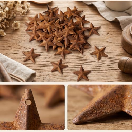 40 Pcs Rustic Metal Barn Star Decorations - Antique Mini Hanging Stars for Farmhouse & Crafts
