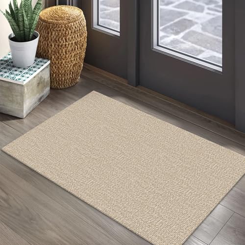 Washable 2x3 Ft Entryway Rug, Non-Slip Indoor Doormat, Sand Beige