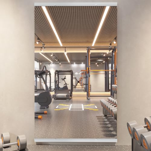 48x24 Inch Frameless Gym Mirror, Shatterproof Tempered Glass Wall Mirror