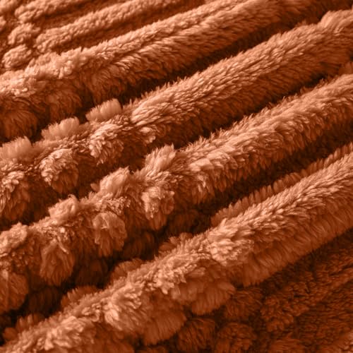 Lussena Rust Fleece Throw Blanket - 50x60 Soft Cozy Aesthetic Boho Blanket