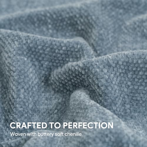 Chenille Throw Blanket 50x60, Soft Lightweight Knit with Fringe Tassels