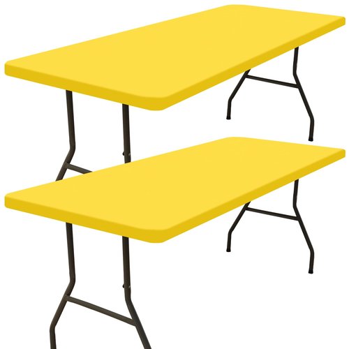 Smiry 2 Pack Rectangle Picnic Table Cloth, Waterproof Elastic Fitted Tablecloths, Washable Polyester Rectangular Patio Table Cover for Camping, Indoor and Outdoor (Yellow, 30"x48")