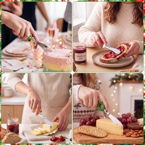 Lothee 10 Pcs Christmas Cheese Spreader Set with Cartoon Resin Handle – Christmas Edition