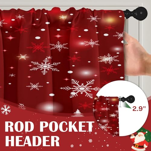 Britown Christmas Kitchen Curtains and Valances Set with Red Snowman - 36 Inch