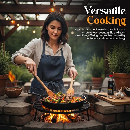 Pre-Seasoned Cast Iron Skillet Set - 3-Piece (6, 8 & 10 Inch) Oven Safe Pans