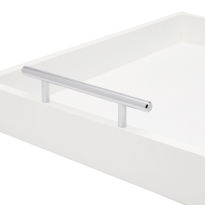 Juvale Ottoman Tray with Coasters & Interchangeable Gold & Silver Handles - 15.7" x 11.8" x 3.1" - White Rustic Wood Rectangular - Coffee Table Tray for Serving & Decorative Accents