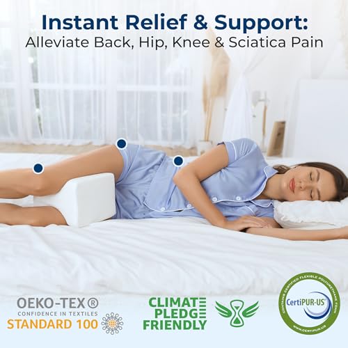 5 STARS UNITED Memory Foam Knee Pillow for Side Sleepers & Back Pain