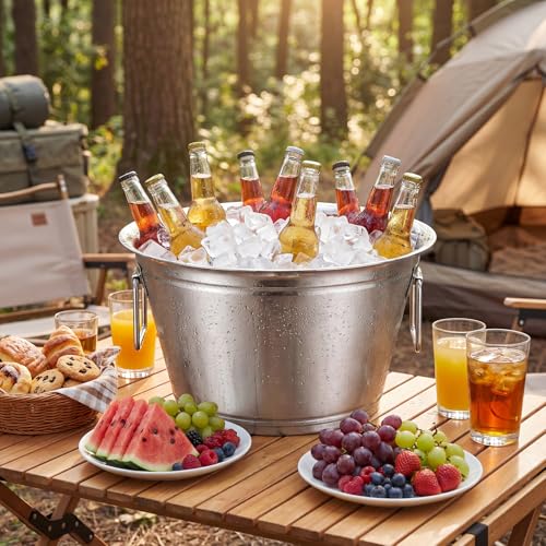 Maxdot 2-Pack Large Stainless Steel Champagne & Ice Buckets for Parties