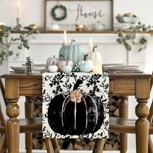 Artoid Mode 210 GSM Black 13x72 Inch Fall Table Runner Home Decor