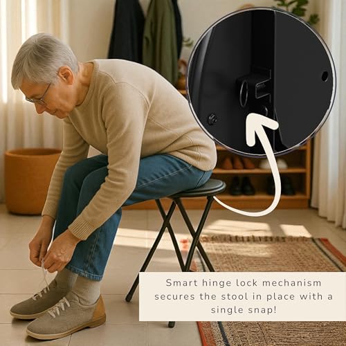 Portable Folding Counter Stool with 225lb Capacity, 24-Inch, Black