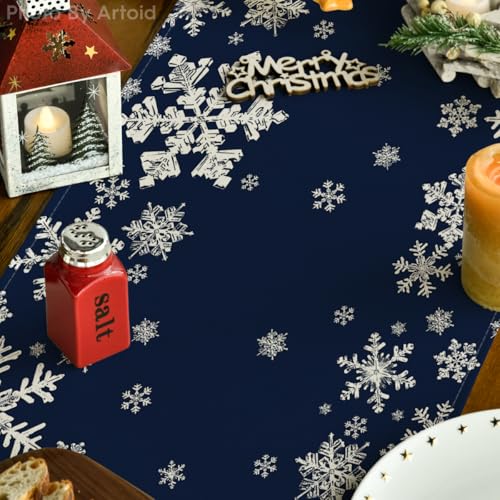Artoid Mode Snowflake Winter Table Runner 13 x 72 Inch Blue Home Decor