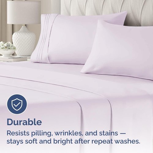 King Pillow Cases by Luxurious Home | Ultra Soft Hotel Quality, Wrinkle-Free & Fade Resistant - Light Lavender, Set of 4