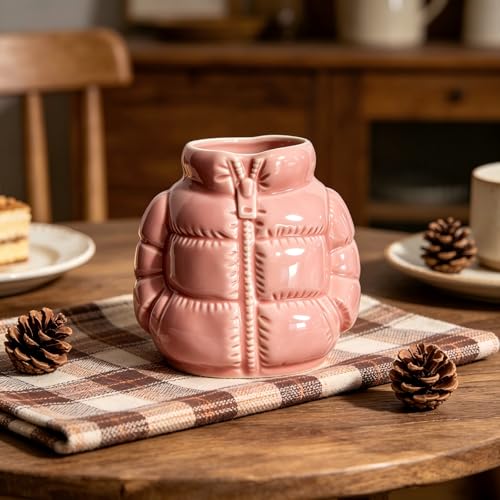 Puffer Jacket Shaped Ceramic Mug - Quilted Coat Design Coffee Cup, Novelty Drinkware