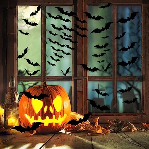 140 PCS 3D Bat Wall Decorations - Halloween PVC Stickers