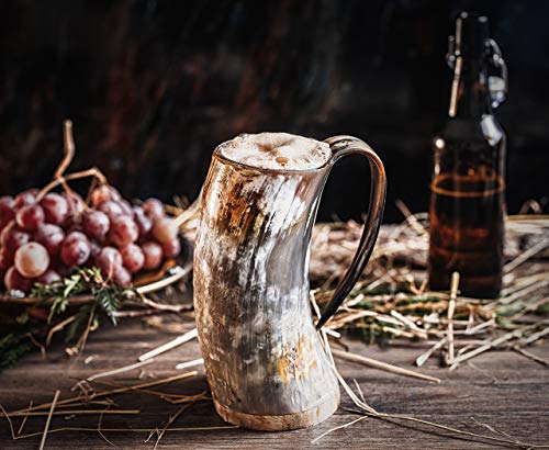 Norse Tradesman Original Viking Horn Mug - Lighter 16 oz Authentic Ox Horn Tankard