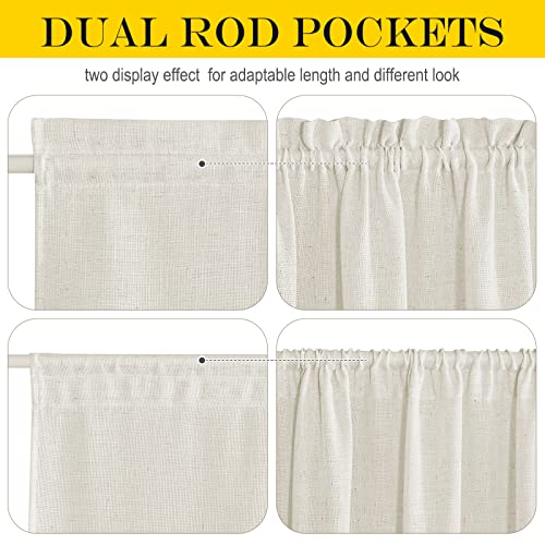 NICETOWN 80 inches Sidelight Door Curtains for French Door Linen Sheer Window Panels for Kitchen Patio Glass Adjuatble Curtains with Tieback, 26 x 80 Inches, 1 Panel, Linen