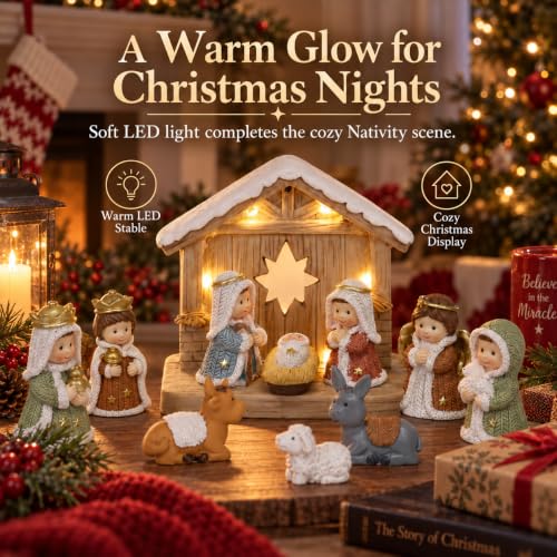 Nativity Advent Calendar 2026 for Kids – 24 Day Light-Up Nativity Scene Set