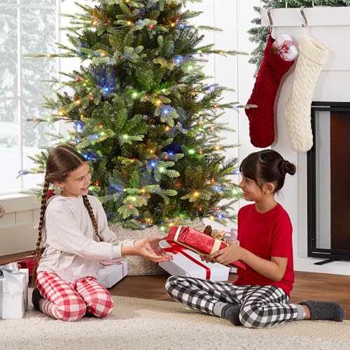 7.5ft Pre-Lit Slim Artificial Christmas Tree with 2-in-1 LED Lights
