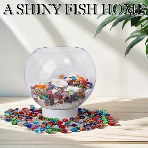 Mixed Color Mini Glass Gems (50 Pack) - Flat Bottom Beads for Vases & Crafts