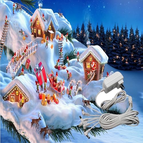 4.5V DC Power Adapter for Christmas Village Displays, 6-Way Splitter