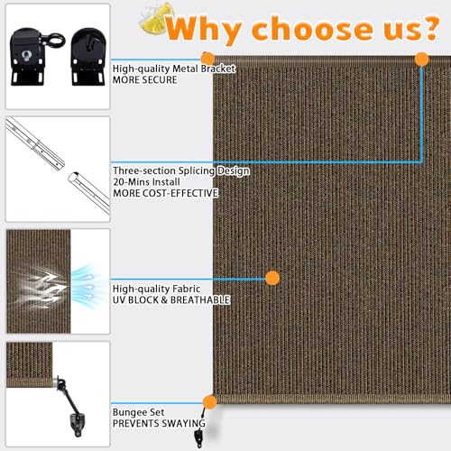 Outdoor Roller Shades for Patio - 10'Wx8'H, 90% UV Protection