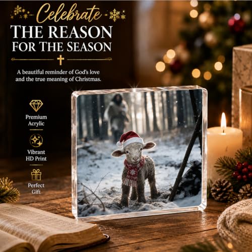 Christian Christmas Lamb Decor - Religious Desk Art for Holiday Season - HKDGVRTB Christian1