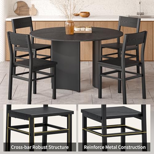 MECHYIN Black Dining Chairs Set of 4 - Farmhouse Kitchen Room Chairs, Sturdy & Ergonomic