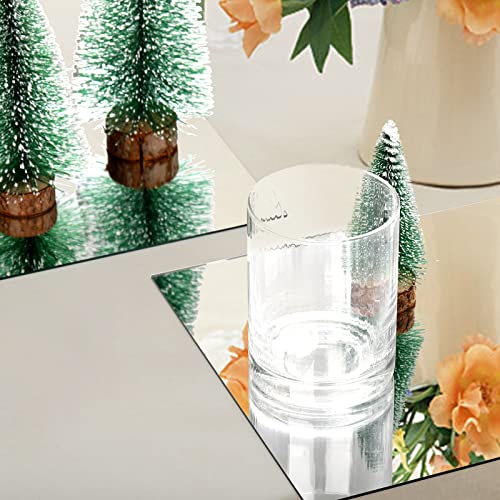 8x8 Inch Square Mirror Trays - Set of 16 Frameless Glass Centerpiece Tiles