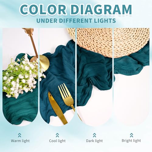 Pesonlook 24 Pack Teal Cheesecloth Table Runner 17.7x108 Inch for Wedding & Party Decor
