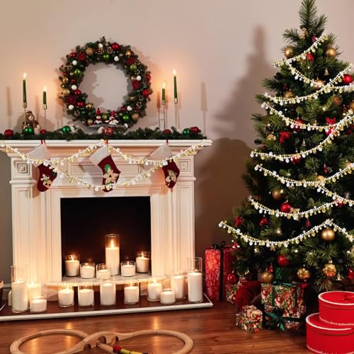 LOMIMOS 33FT Gold Crystal Beads Garland for Christmas Tree & Holiday Decor