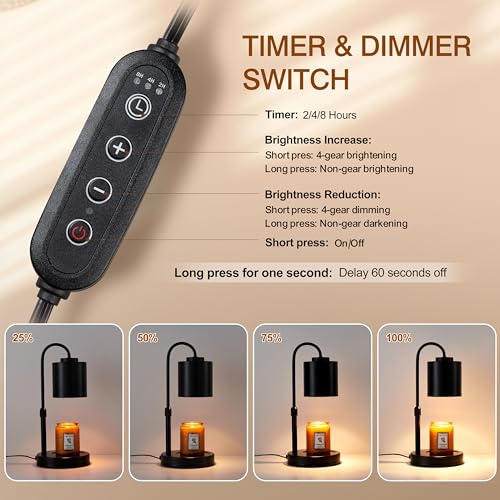 Adjustable Electric Candle Warmer Lamp with Timer & Dimmer