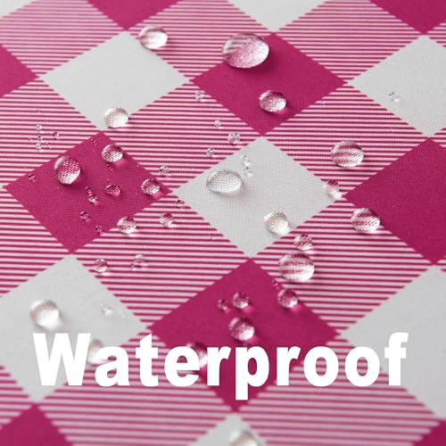 Essifunia Rose Pink 108 x 12 inch Waterproof Checkered Table Runner