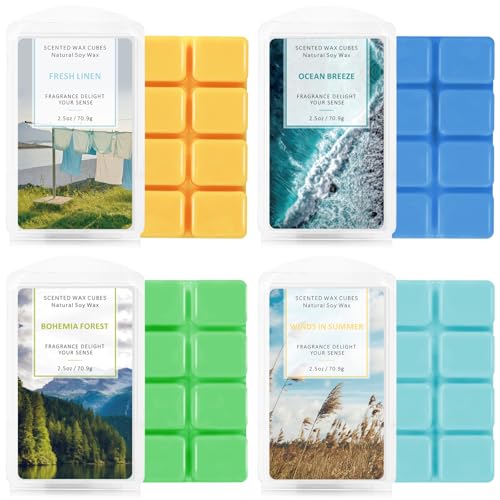 Scented Soy Wax Melts 4-Pack, Long-Lasting Fragrance Cubes for Wax Warmers