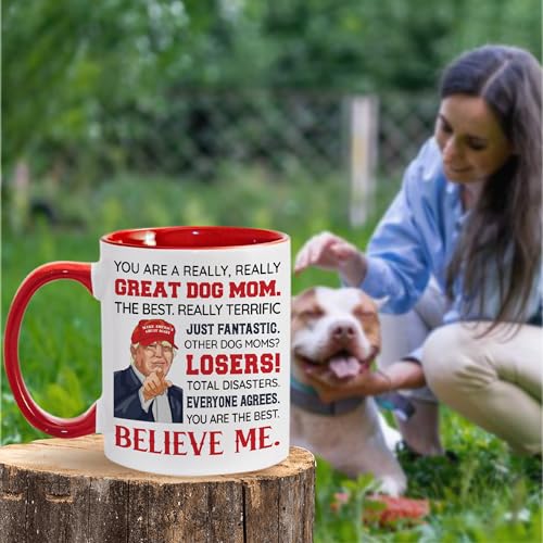 Viberty Dog Mom Ceramic Mug 11oz - Funny Pet Gift for Women, Christmas, Mother's Day
