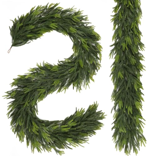 2-Pack 6ft Norfolk Pine Garland - Real Touch Faux Greenery for Indoor Outdoor Decor