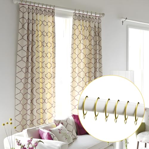 1.4-Inch Gold Metal Curtain Rings with Eyelets - 14 Pack Drapery Hardware