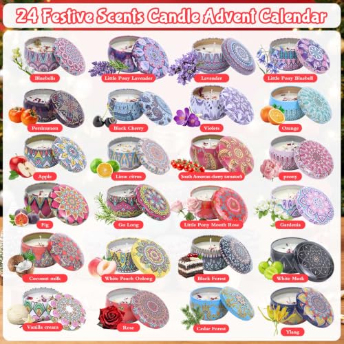 24-Day Scented Candle Advent Calendar – 100% Natural Soy Wax Countdown Set