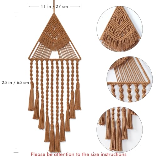 Triangle Macrame Wall Hanging - Bohemian Woven Cotton Tassel Wall Decor