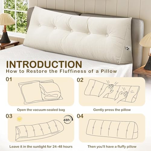 Large Triangular Bolster Headboard Pillow for Bed & Sofa