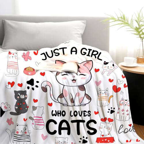 Cat Mom Blanket - 60x50 Inches, Soft Flannel Gift for Cat Lovers - Cats 1 Design