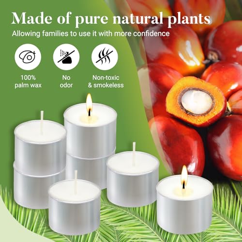 Hypmis Unscented Tea Candles 200 Pack - 8 Hour Burn Time for Weddings & Home Decor