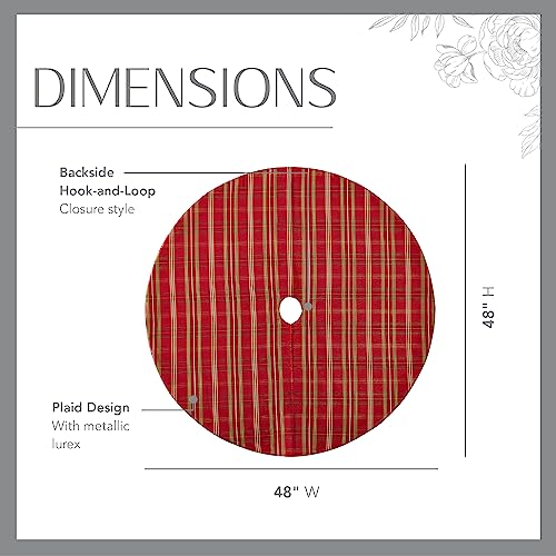 Elrene Shimmering Plaid Christmas Tree Skirt 48 Inch Holiday Decor