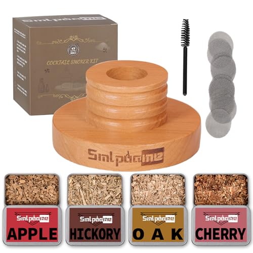 Smlpuame Cocktail Smoker Kit - Old Fashioned Whiskey Bourbon Drink Set with Natural Cherry Wood Chips & Smoke Infuser