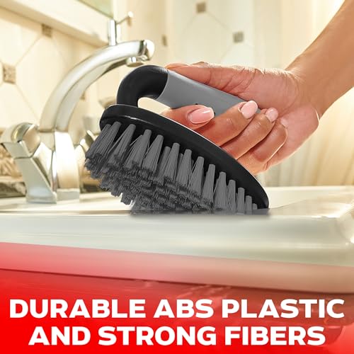 3-Piece Scrub Brush Set with Ergonomic Handle for Tile, Grout & Shower